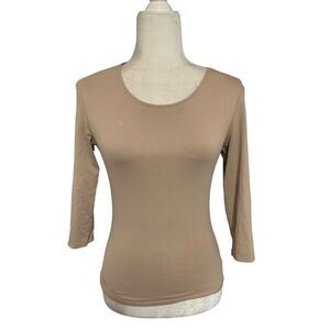 Only Hearts Womens Solid Beige Long Sleeve Top T Shirt Small